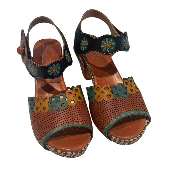 Spring Step L’Artiste Sandal Jive Quarter Strap Camel Multi TanBlackBRN H3”40 8 - Picture 3 of 15